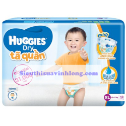 BỈM - TÃ QUẦN HUGGIES SIZE XL - 48 MIẾNG (CHO BÉ 12 - 17KG)