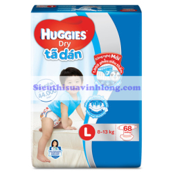 BỈM - TÃ DÁN HUGGIES SIZE L - 68 MIẾNG (CHO BÉ 8 - 13KG)