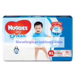 BỈM - TÃ DÁN HUGGIES SIZE XL - 34 MIẾNG (CHO TRẺ 11 - 16KG)