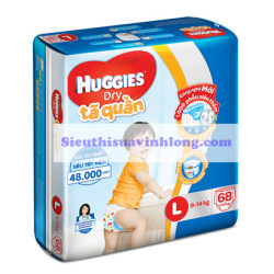 BỈM - TÃ QUẦN HUGGIES SIZE L - 68 MIẾNG (CHO BÉ 9 - 14KG)