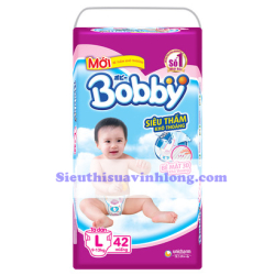 BỈM - TÃ DÁN BOBBY SIZE L - 42 MIẾNG (CHO BÉ 9 - 13KG)