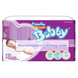 BỈM - TÃ DÁN BOBBY SIZE XL SIÊU THẤM - 40 MIẾNG (CHO BÉ 12 - 17KG)